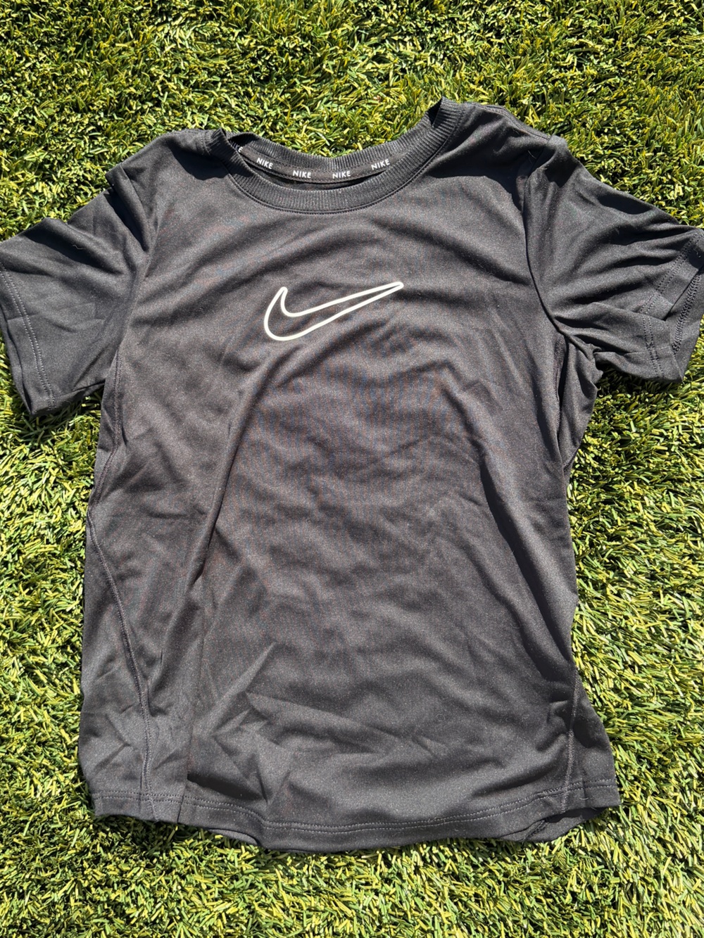 Nike Black Short Sleeve Athletic Tee with White Swoosh
